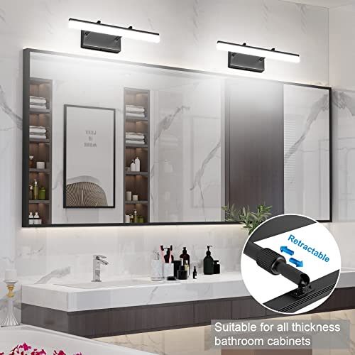 15.7 inch LED Vanity Lights Adjustable Bathroom Wall Light Fixtures Bathroom Lighting Fixture Over Mirror Black Modern Vanity Lighting 5500K