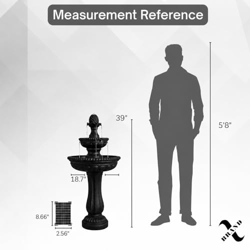 39" 2 Tier Outdoor Freestanding Solar Water Fountain