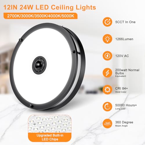 12" LED Motion Sensor Outdoor Ceiling Light Porch Lamp