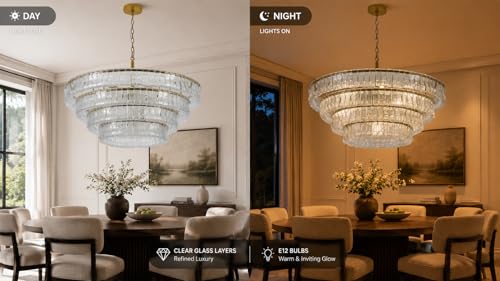 4 Tier 40 Inch Clear Crystal Glass Chandeliers