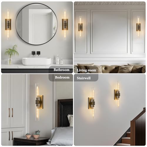 Linear Brass Bathroom Wall Sconce (2 Count)