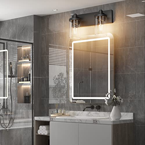 Black Bathroom Light Fixtures Vintage Vanity Light for Bathroom Industrial Wall Sconce with Clear Glass Shade