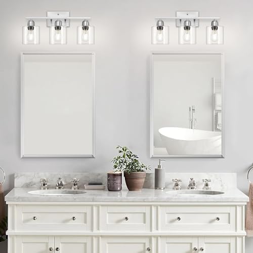 Modern Brushed Nickel 3 Light Bathroom Light Fixtures