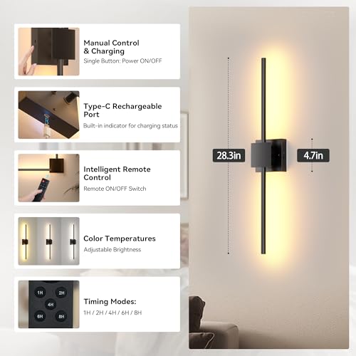 Battery Operated Wall Sconces Set of 2 (2 Count)