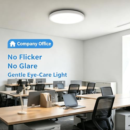 16in 32W 3CCT Commercial LED Flush Mount Ceiling Light White (White)