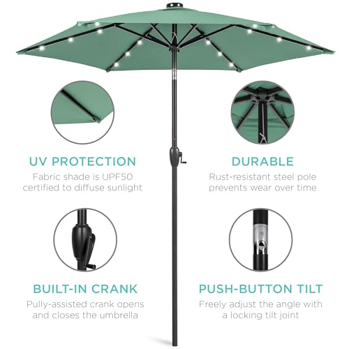 7.5ft Solar Umbrella LED Lighted Patio Umbrella