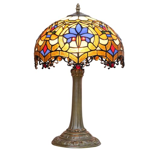 Tiffany Lamp Stained Glass Table Lamp for Living Room Bedroom Bedside Nightstand Home Office LED Bulb Included