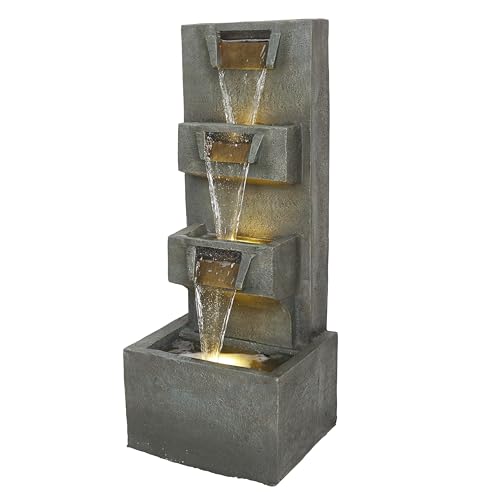 TZL406 33" 3 Tier Basin Cascading Fountain with LED Lights