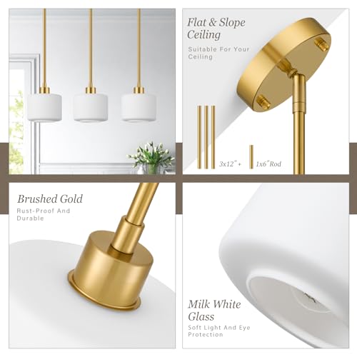 Brushed Gold Pendant Lights Kitchen Island 2 Pack (2 Count)