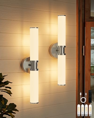 Nickel Wireless Battery Operated Wall Sconces with Remote