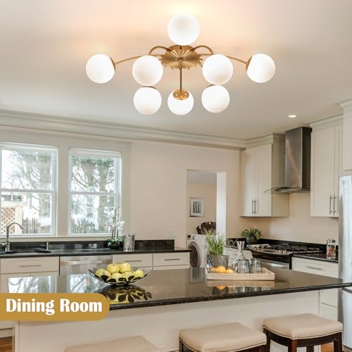 8 Light Milk Glass Pendant Light