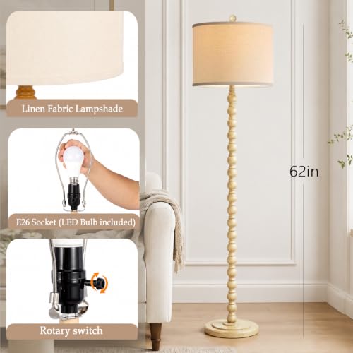 Farmhouse Floor Lamp for Living Room (Wash White)