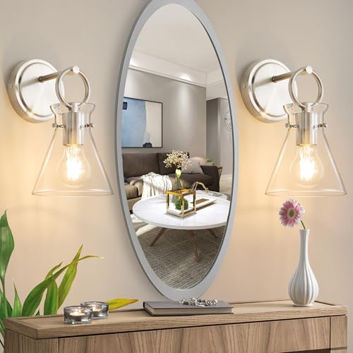 Wall Sconce for Bathroom 6" Clear Glass Shade Nickel 1 Pack