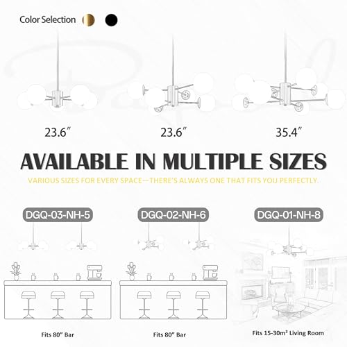 6 Light Globe Sputnik Chandelier Milk Glass Modern Gold Chandelier Light Fixture Mid Century Sputnik Chandeliers Pendant Light Frosted Globe Adjustable Hanging Ceiling Light for Entryway (6 Count)