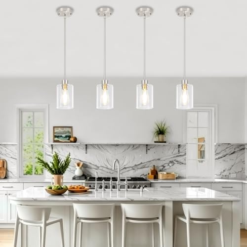 Brushed Nickel Pendant Lights Kitchen Island Modern Hanging Lighting