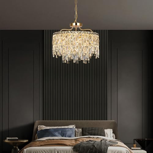 Modern 18" 6 Lights Modern Gold Crystal Chandeliers for Dining Room
