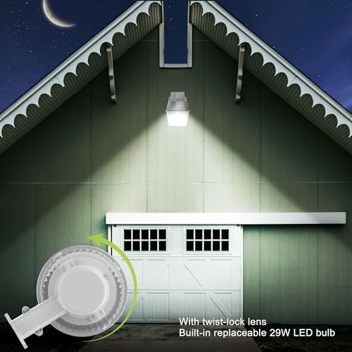 250W Equivalent Barn Light with 29W LED bulb Outdoor Dusk to Dawn Area and Flood Light with Photocell UL Listed LED Security Light for barn Garage Yard Warehouse 4000K 3300LM 120Vac Gray 2 Pack (2 Count)