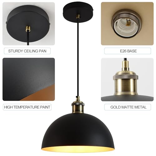 Vintage Industrial Pendant Light 9.84 "Industrial Dome Pendant Light Black and Gold Finish Lighting lamp line Length Pendant light78.74 Kitchen Island