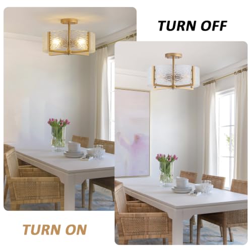 18 inch Large Gold Semi Flush Mount Drum Ceiling Light Fixture