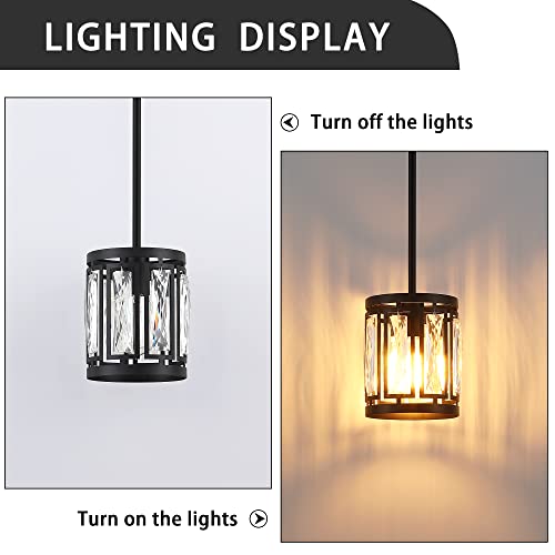 3 Pack Crystal Pendant Lights Kitchen Island Black Island Light for Kitchen