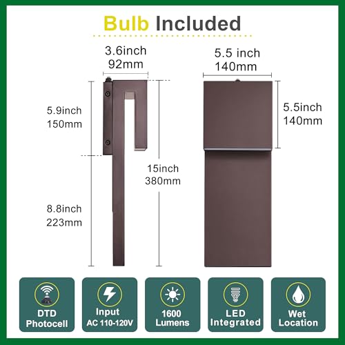 15IN Outdoor Wall Sconce Fixture