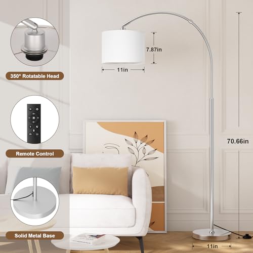Dimmable Arc Floor Lamp with Remote