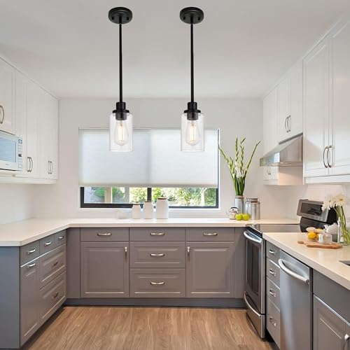 2 Pack Pendant Light Black Adjustable Hanging Ceiling Lights (2 Count)