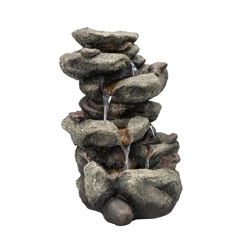 TZL154 14" Indoor Tabletop Rainforest Rock Water Fountain with LED Lights