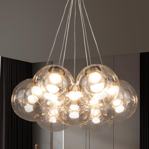 Modern Sputnik Chandeliers 7 Lights Clear Bubble Glass Chandelier Lighting