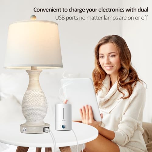 Set of 2 Table Lamps with USB C+A Fast Charging Ports (2 Count)