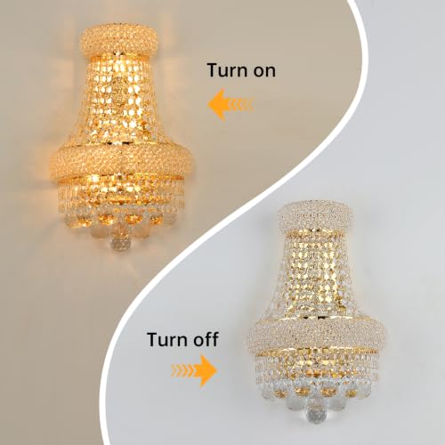 4 Lights Empire Crystal Wall Sconce Light for Living Room