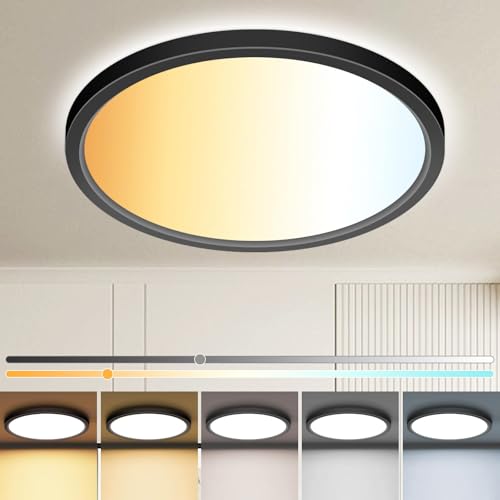 1Pack 13 inch Black LED Flush Mount Ceiling Lights