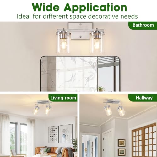 2 Lights Brushed Nickel Kitchen Track Lighting Fixtures Ceiling Mount