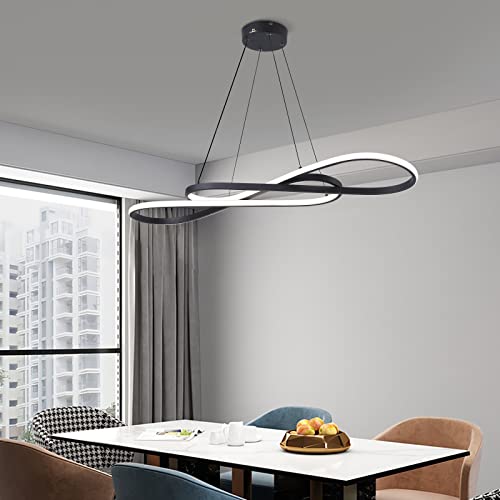 Modern LED dimmable Chandelier 45W Color Temperature 3000K-4000K-5000K Creative Design Suitable for Living Room Dining Room Kitchen Island Bedroom Foyer Note the Shape(Black, 40 Inch)
