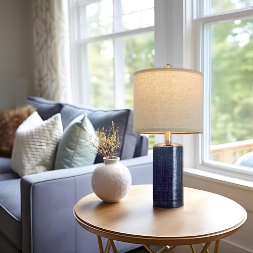 Small Table Lamps Set of 2 for Living Room 20.25" Blue Lamps Bedside Lamps (2 Count)