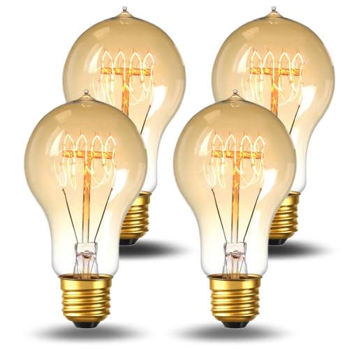 4 Pack Edison Light Bulb 60 Watt Dimmable A19 Vintage Warm Bulb (4 Count)