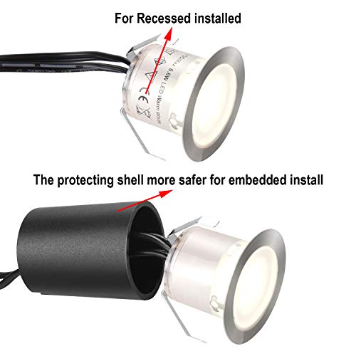 Recessed LED Deck Light Kits with Black Protecting Shell φ32mm (16 Count)