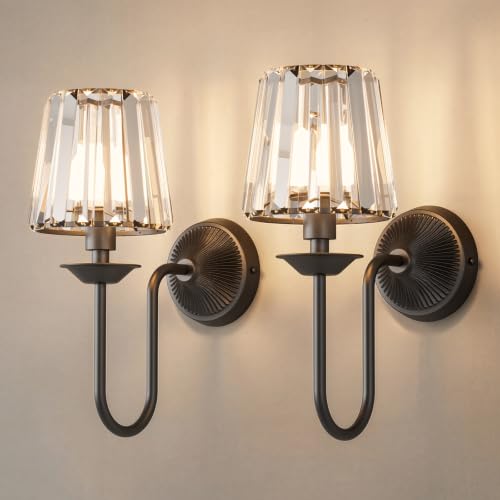 Black Battery Operated Wall Sconces Set of Two