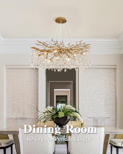 Modern Tree Branch Crystal Chandelier Luxury Gold Crystal Pendant Lighting 40" Contemporary 14