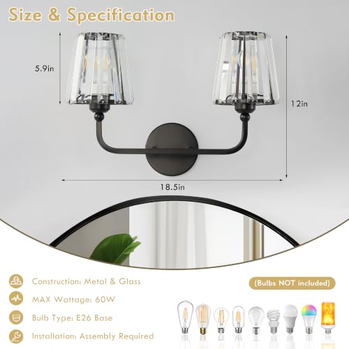 Modern Bathroom Light Fixtures (Matte Black / 2 Light)
