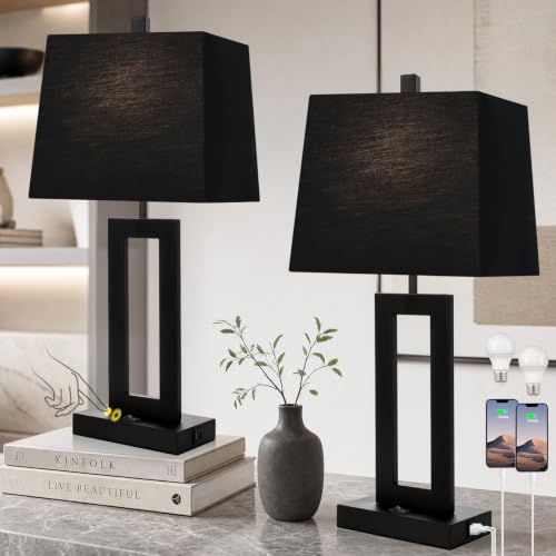 Black Bedside Table Lamp Set of 2 (2 Count)