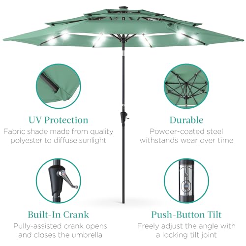 10ft 3 Tier Solar Patio Umbrella
