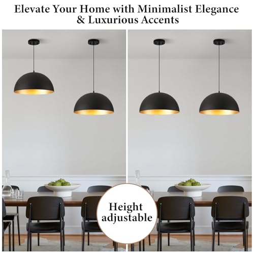 20 Inch Black and Gold Industrial Pendant Lighting for Kitchen Island