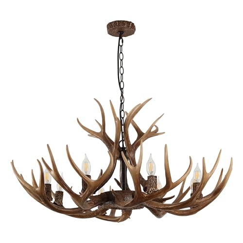 Eldora 8 Light Resin Antler Chandelier 36"