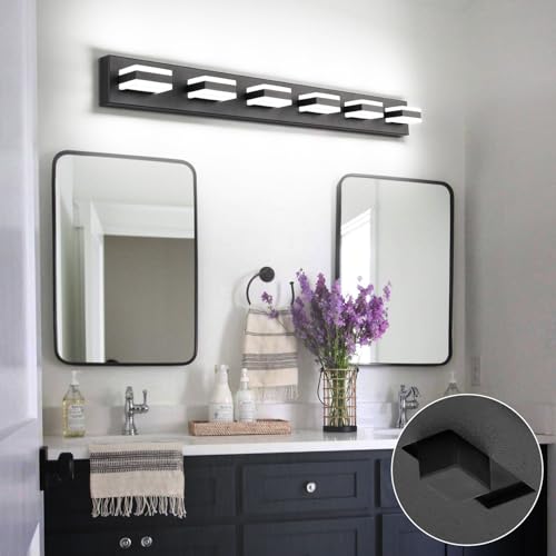 5 Color Temperature Adjustable Modern Vanity Light6 Lights Black Bathroom Light FixturesIndoor LED Bar Lighting 5 Color Temperature Adjustable 5CCT ETL Listed