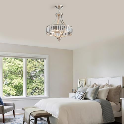 Crystal Chandeliers for Dining Room Rustic Farmhouse Pendant Round 4 (4 Count)