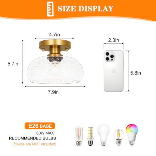 Modern Gold Semi Flush Mount Ceiling Light