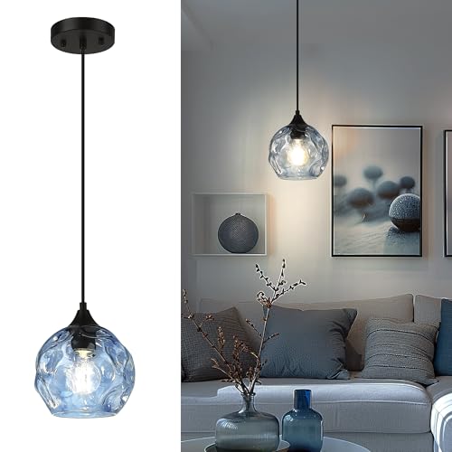 1 Light Pendant Lighting Hammered Glass