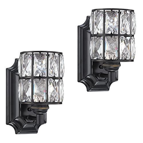 Crystal Wall Sconce Black Dry&Wet Dual Use 1 Light 2 Pack UL Certified (2 Count)
