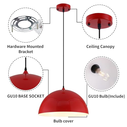 Red Large Pendant Light 2 Packs